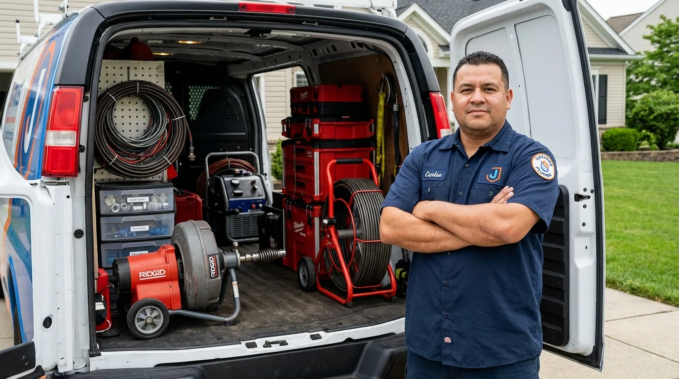 Professional drain cleaning equipment and Johns Plumbing LLC plumber in Menomonie