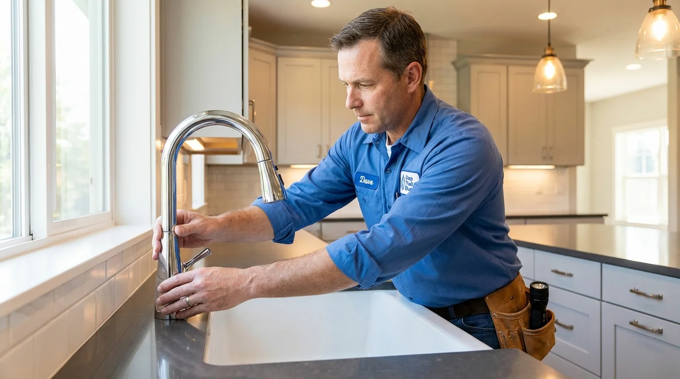 Kitchen faucet installation by Johns Plumbing LLC in Menomonie
